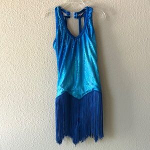Sparkling Blue Kids Dance Costume Size LC 12 - 14